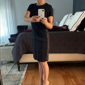 KORS Michael Kors Black Midi Dress with Silver Accents